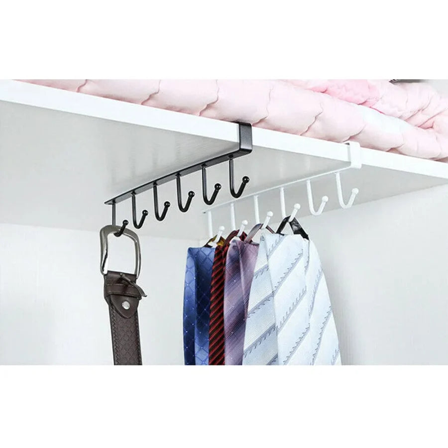 10 hooks Mug Cups Wine Glasses Storage Hooks Kitchen Utensil Ties Belt and Scarf Organizer Hanging Hook Rack Holder Under Cabinet Closet (random color )