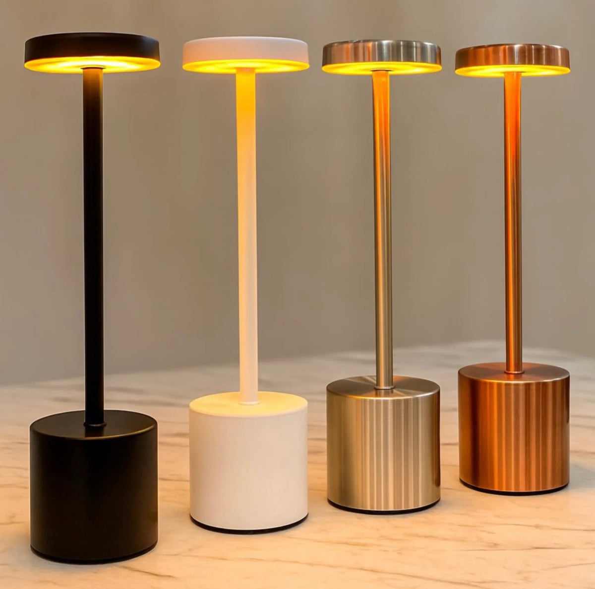 USB Rechargeable LED Night Light Desk Lamp 3 Color Touch Sensor Metal Table Lamp Random Colour