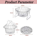 Stainless Steel Foldable Frying Basket - Collapsible Kitchen Chef Basket