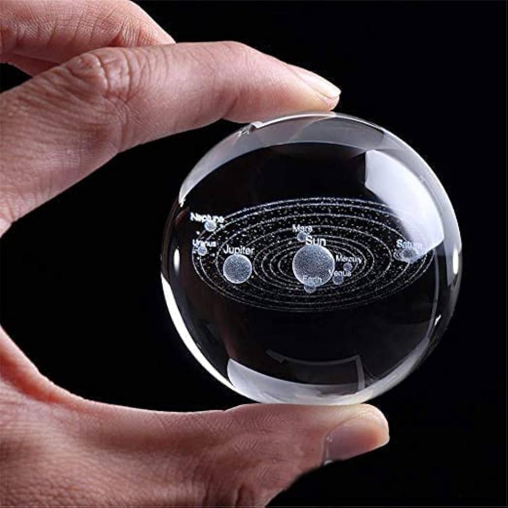 3d Galaxy Crystal Ball Night Light With Wooden Base - Decor Item Designed For Room Lighting And Daily Illumination Routine (Random Design)