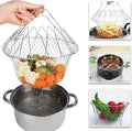 Stainless Steel Foldable Frying Basket - Collapsible Kitchen Chef Basket