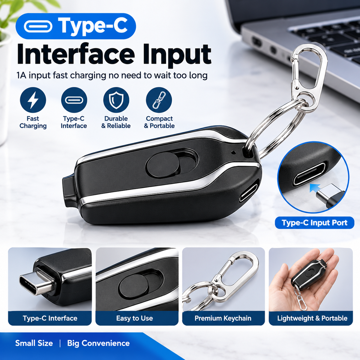 Emergency Keychain Portable Charger power bank (random color)