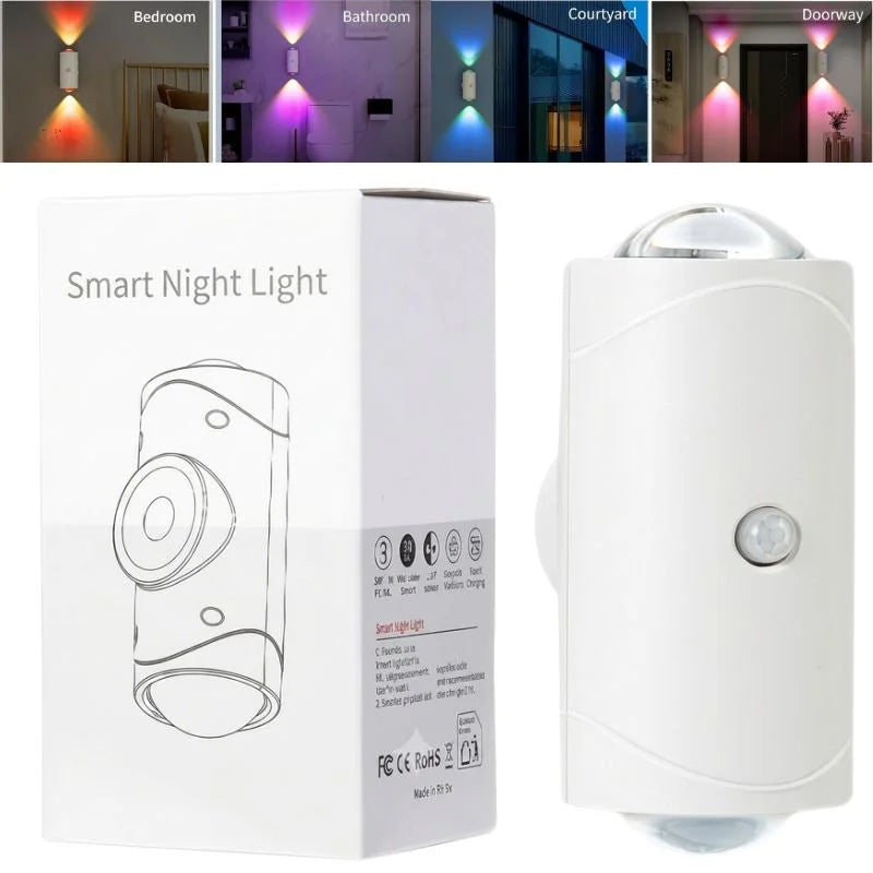 LED Night Light with Motion Sensor | Rechargeable Wireless Wall Lamp | Dimmable Smart Night Light
