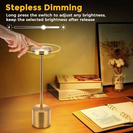 USB Rechargeable LED Night Light Desk Lamp 3 Color Touch Sensor Metal Table Lamp Random Colour