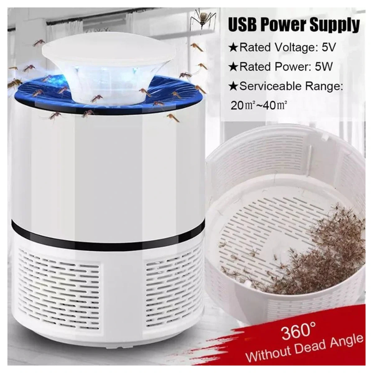USB Mosquito Trap Lamp | UV LED Insect Killer with Suction Fan | Chemical-Free Fly & Bug Repellent