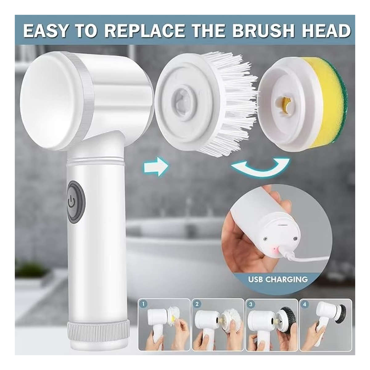 Magic Brush Wireless Battery Cleaning Brush Bathtub Tile Professional Cleaning Brush Rechargeable