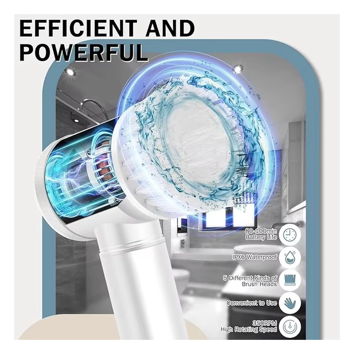 Magic Brush Wireless Battery Cleaning Brush Bathtub Tile Professional Cleaning Brush Rechargeable
