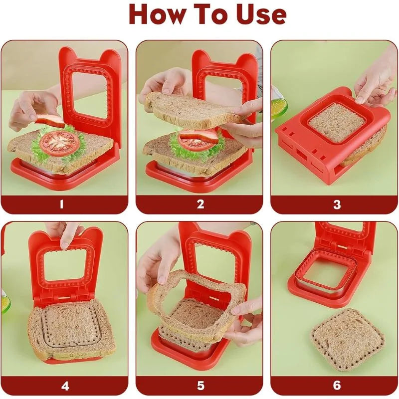2-in-1 Sandwich Cutter & Sealer | Kids Bread Cutter, Decruster & Uncrustable Sandwich Maker | Random Color