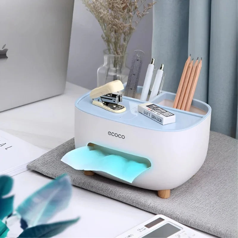 ECOCO Tissue Box with Multifunctional Storage Drawer | Creative Desk Organizer & Tissue Holder